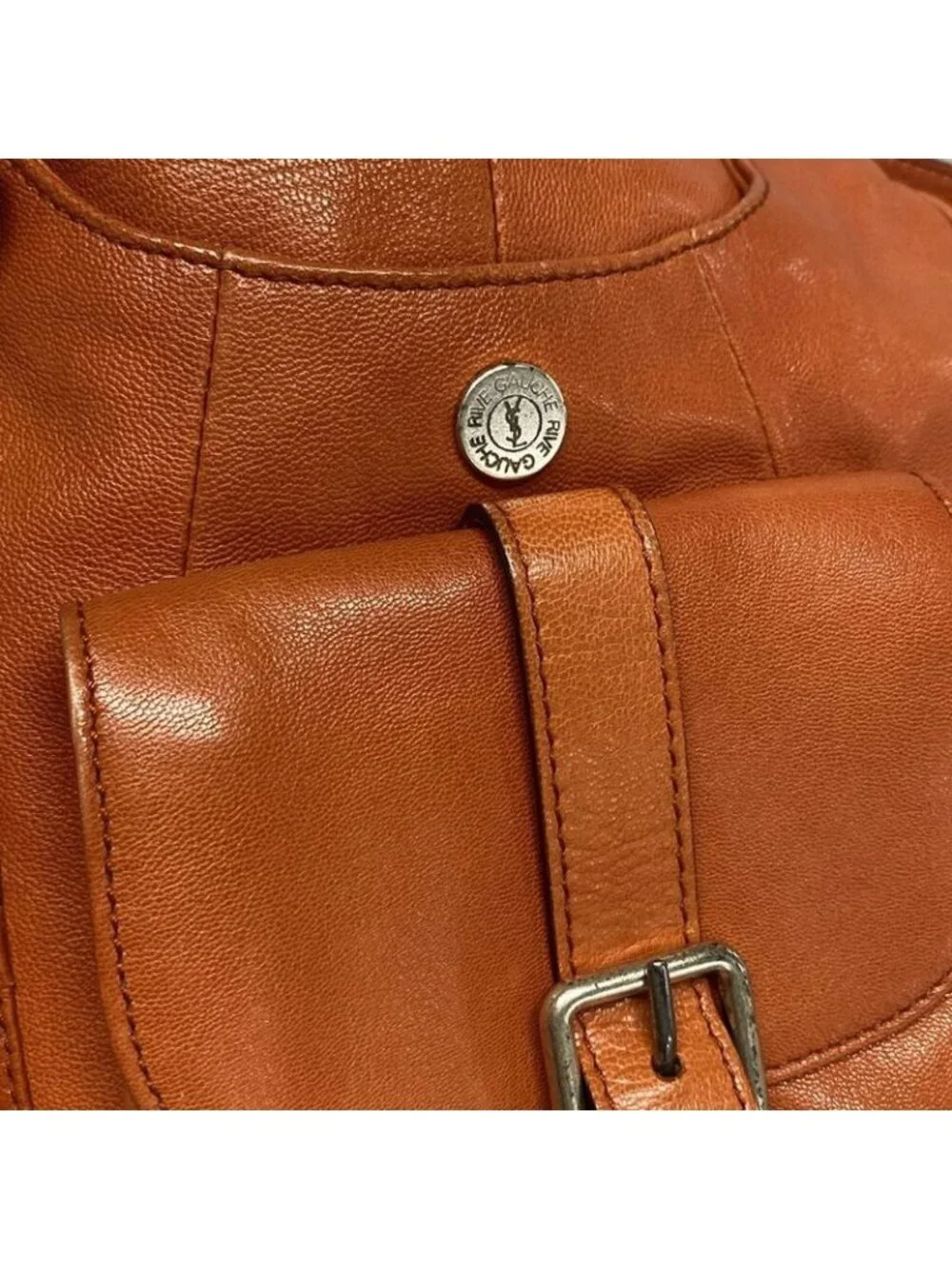 Saint Laurent Rive Gauche Handbag Mombasa Orange Leather - Picture 15 of 15